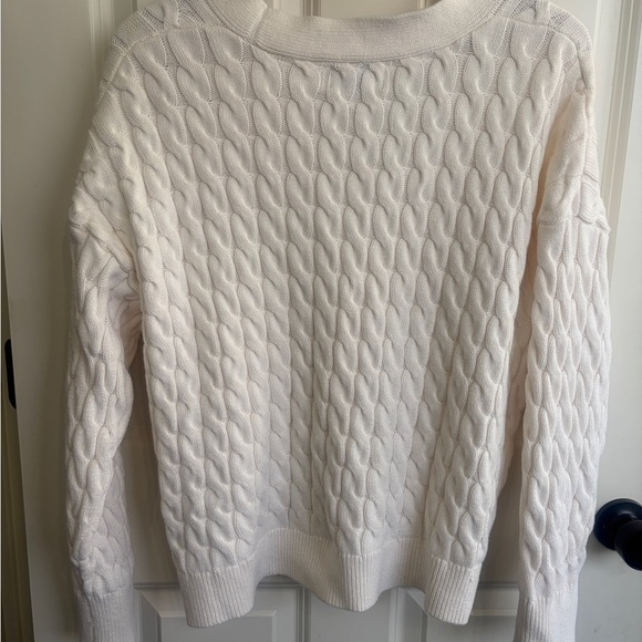 Like new size L Old Navy Women's Cream Slouchy Cable-Knit Button Front Cardigan - Picture 9 of 10